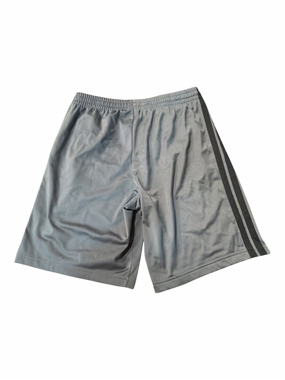 Adidas Grey 3-Stripe Athletic Shorts Drawstring Sz L - Picture 2 of 4